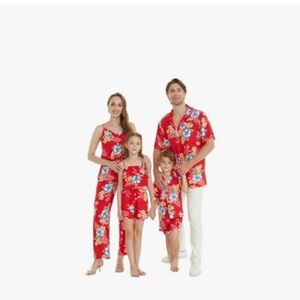 Red Floral Hawaiian luau v-neck jumpsuit small.